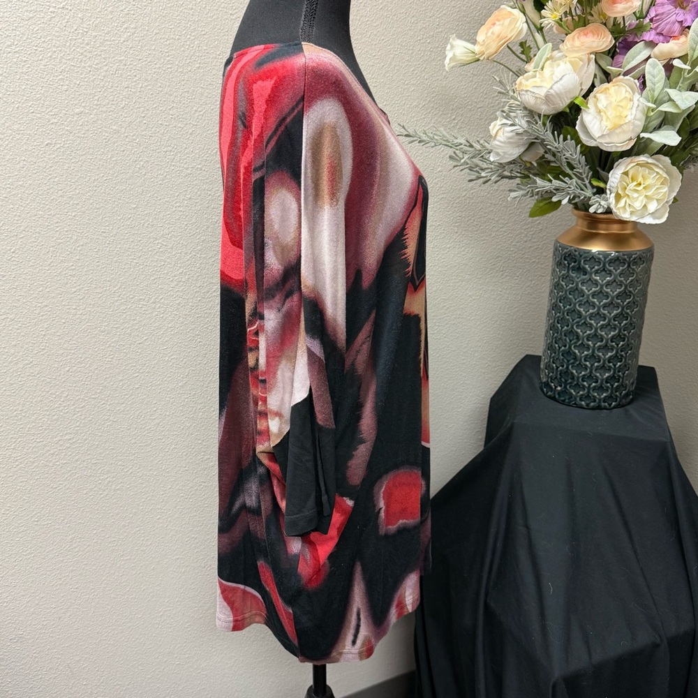 Parsley & Sage Abstract Art Tunic Top L – Boho Chic Fall Winter Statement - Picture 4 of 7